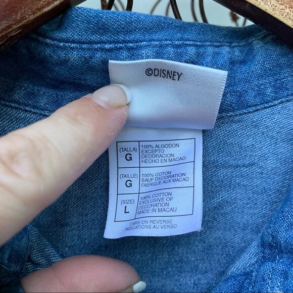 Vintage 90s Eeyore Piglet Disney sleeveless chambray shirt LARGE - Picture 4 of 5